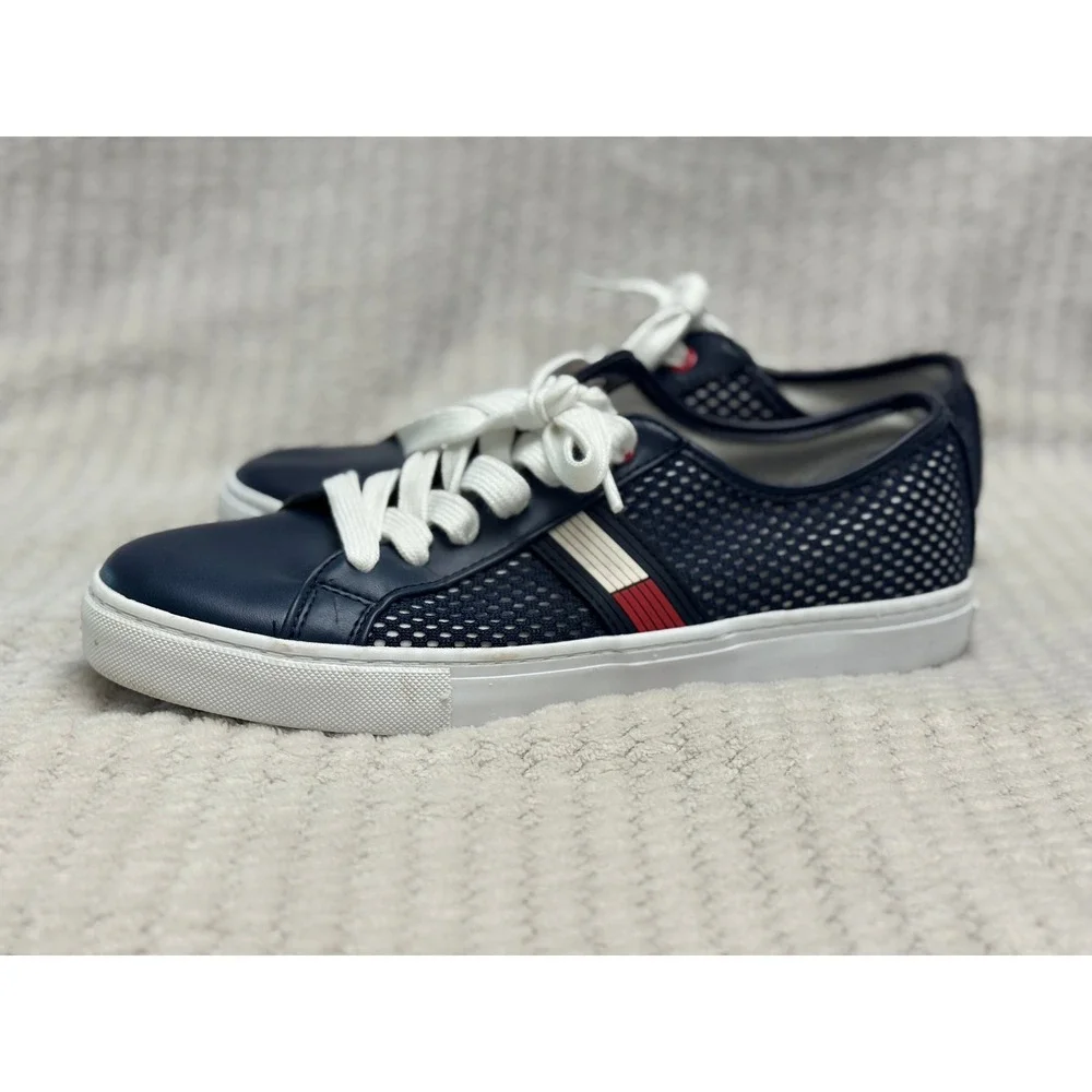 Tommy Hilfiger Twliliana Women's Navy Blue Mesh Leather Lace Up Sneakers Size 8M - Picture 2 of 7